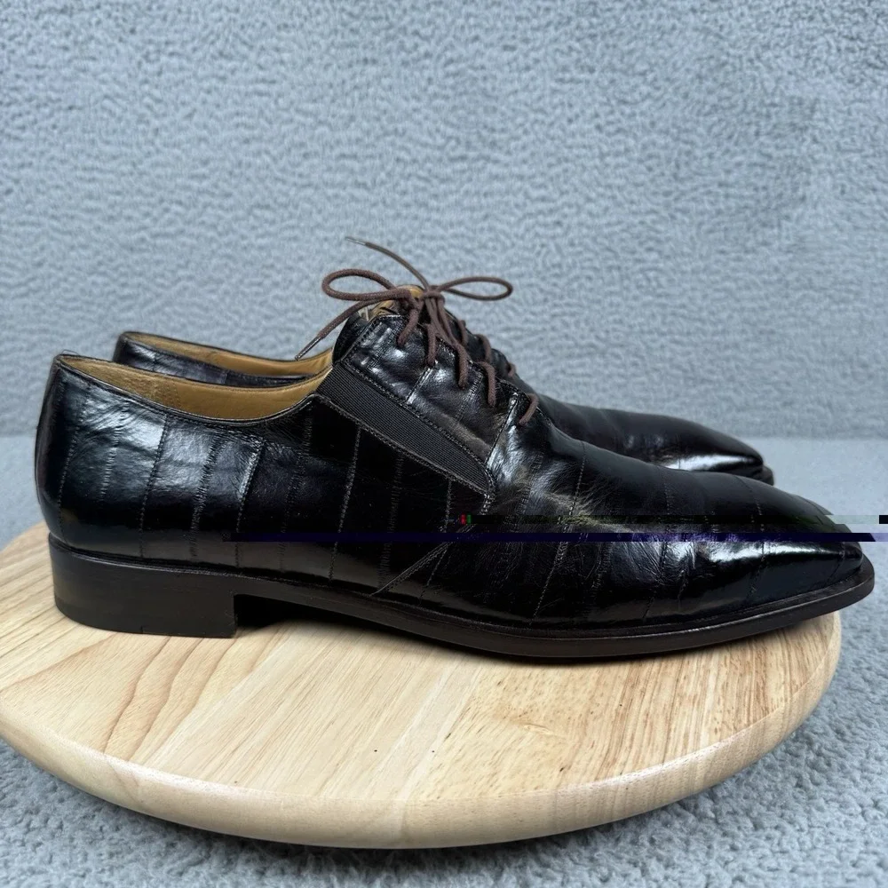 Mezlan Platinum Dress Shoes Mens 13 M Brown Caspeo Oxford Square Toe Eel‎ Skin